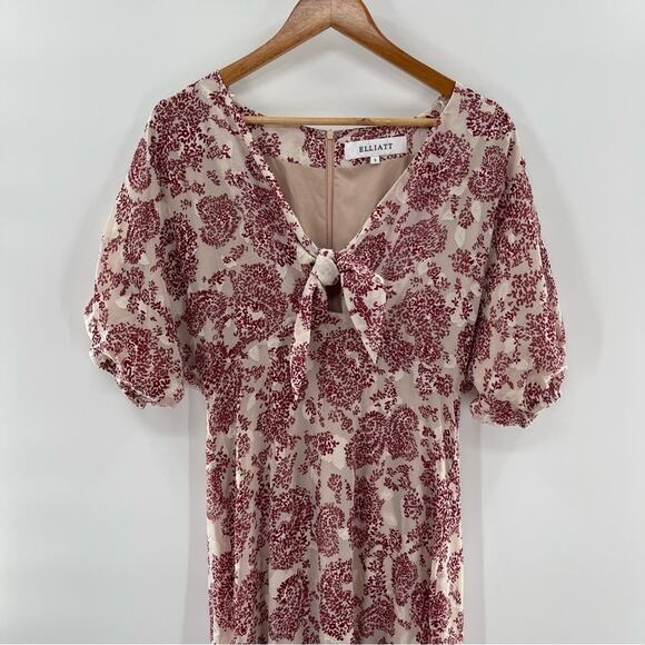 Revolve Elliatt Iridescent Sheath V-Neck Puff Sleeve Cocktail Dress Size Small - Picture 2 of 16